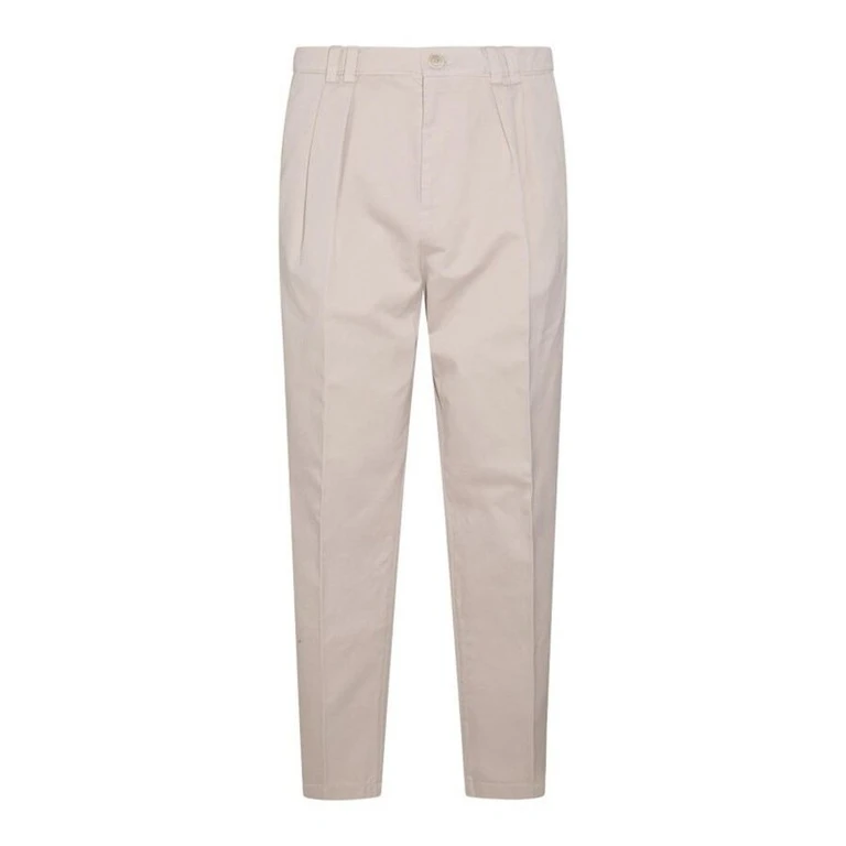 Beige Pleated Tailored Trousers