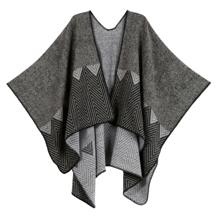 Sakkas Lupe Womens Reversible Poncho Wrap Cape Shawl Sweater Coat Cardigan Pattern