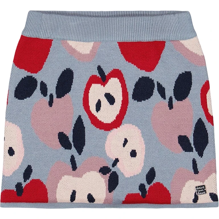 Knit Skirt with Apple Heart Jacquard - Little Girl