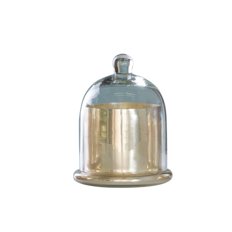 6 in Gold Harvest Mercury Glass Jar with Cloche Candle Holder Decorative Accent