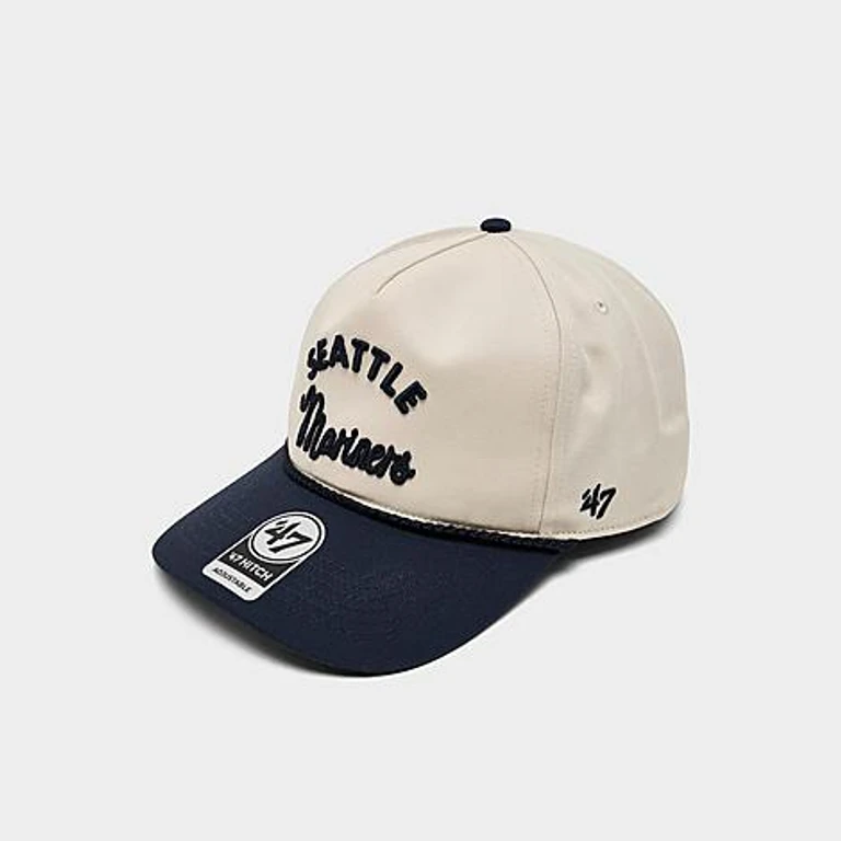 '47 시애틀 매리너스 MLB 로프 스크립트 히치 스냅백 모자 내추럴