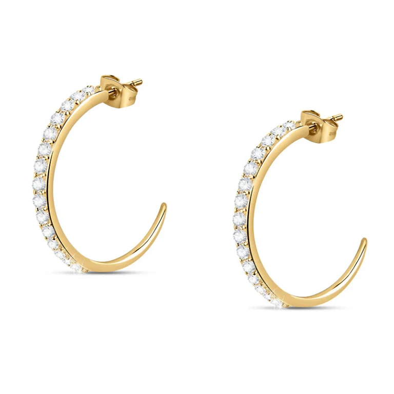 Glittering Gold-Plated Hoop Earrings Poetica Sauz32