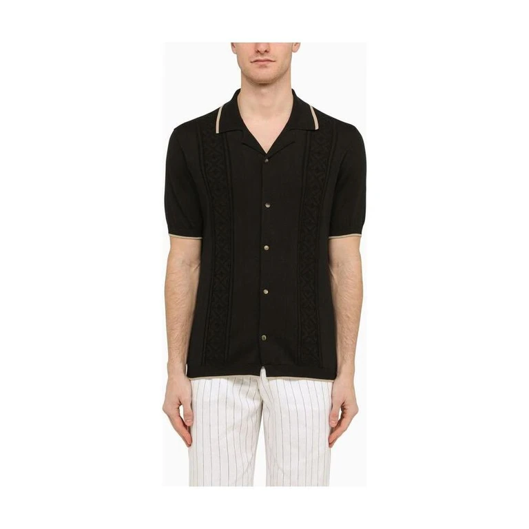 Black Knit Short-Sleeve Cardigan