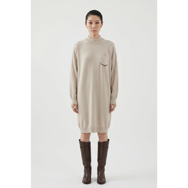 Wolight Beige Wool Sweater Dress