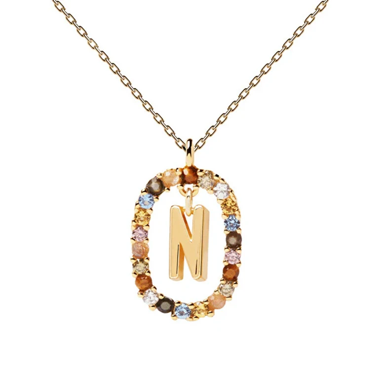 Bellissima Gold Plated Necklace With Letter "N" Letters Co01-273-U (Chain, Pendant)