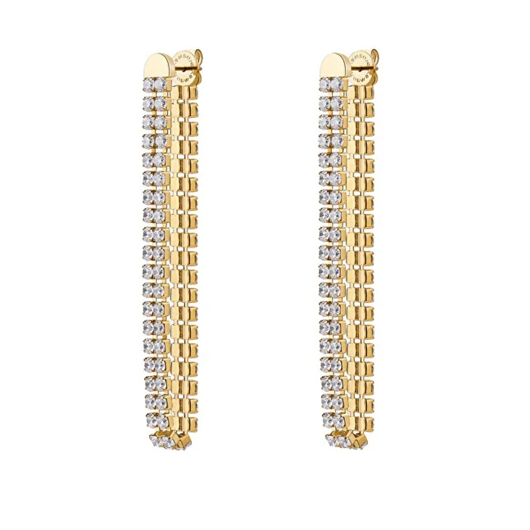 Long golden earrings with cubic zirconia Desidery BEIE030