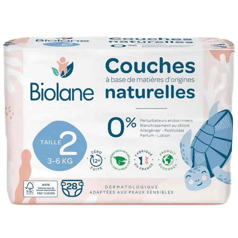 Natural Ecological Diapers Size 2 3 6kg 28 Pieces