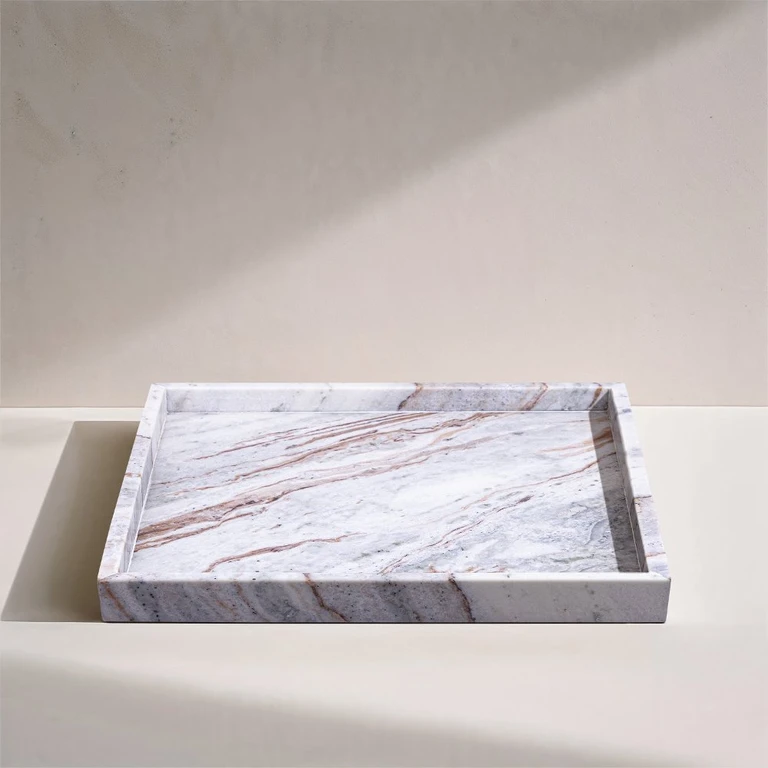 Barletta Brown Square Marble Tray