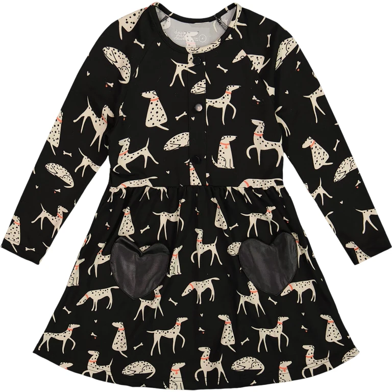 Half Button Jersey Dress - Little Girl