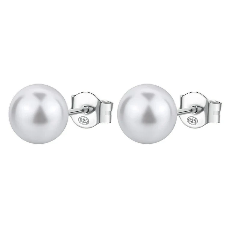 Fancy Infinite White Artificial Pearl Silver Earrings FIW143