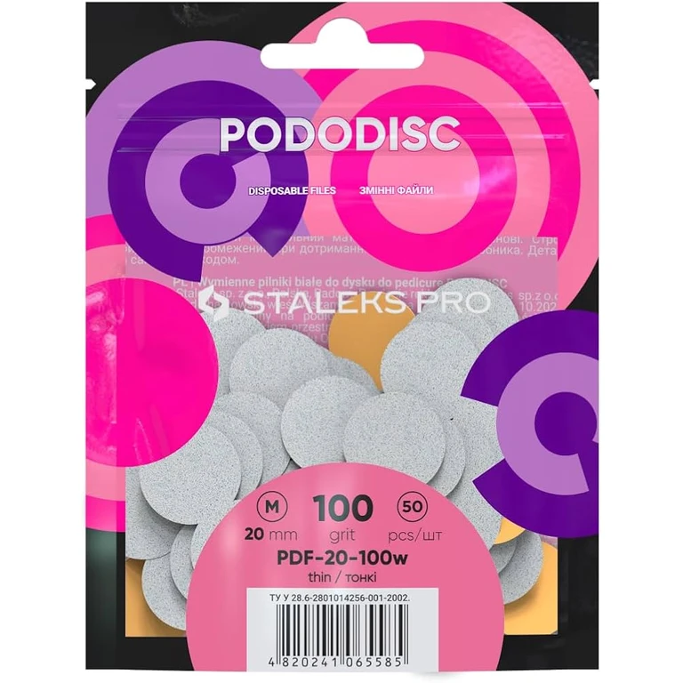 Pro M grit 100 White refill discs for pedicure disc - Replacement sandpaper for pedicure disc 50 pcs.