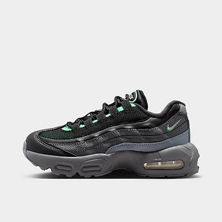 Nike Little Kids Air Max 95 Recraft Casual Shoes in black/illusion green Size: 1.0