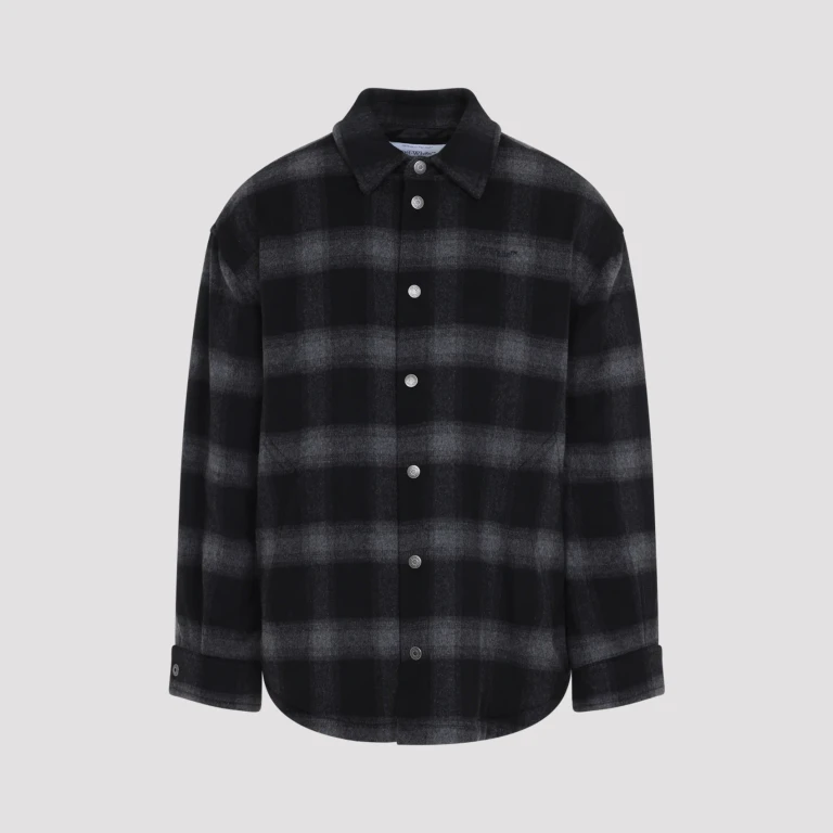 OFF-WHITE - Off-White Flannel Wool Overshirt Padded Coat