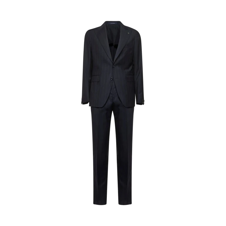Blue Pinstriped Wool Single-Breasted Suit