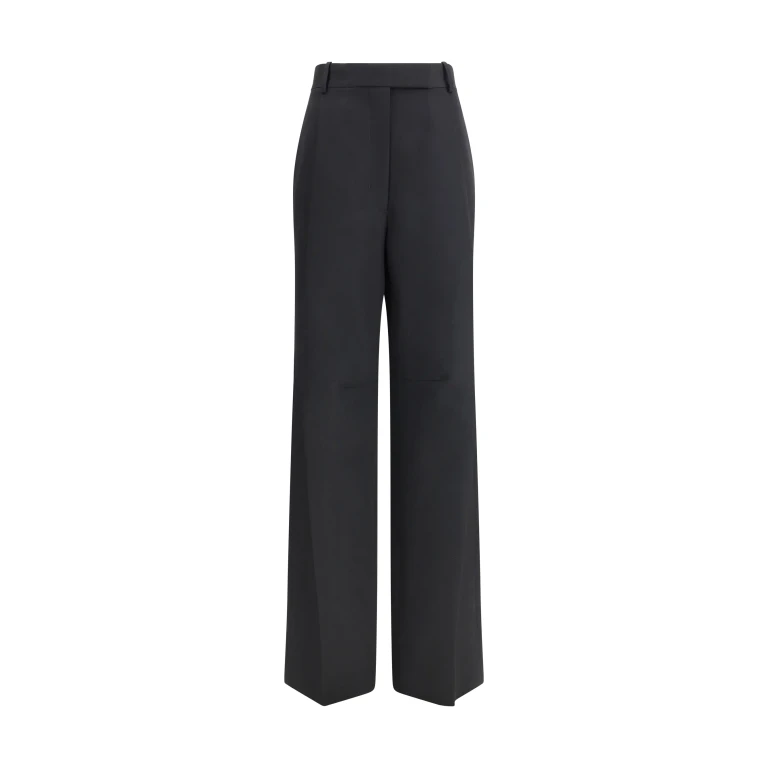 Tailored Pants Double Pleats Black Wool