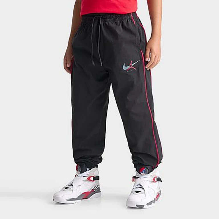 Big Kids Jumpman Swoosh Arch Woven Track Pants in Black/University Red Size: Small