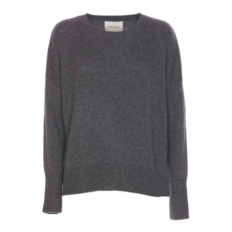 Pull à col rond gris en cachemire Lisa Yang Mila