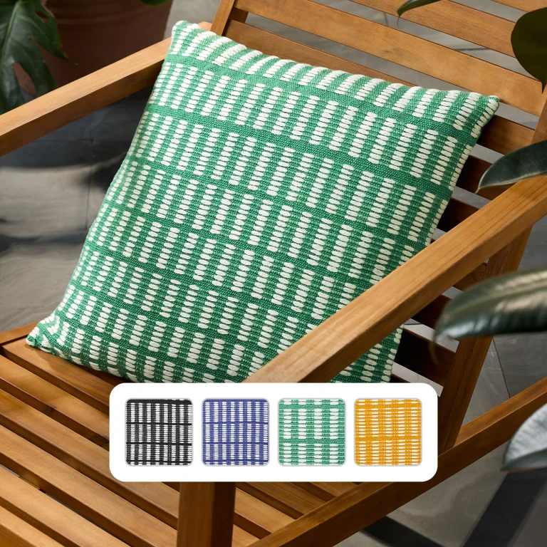 Alara Textured Geo Stripe Indoor/Outdoor Decorative Pillow:- Green/Ivory, 20' x 20'