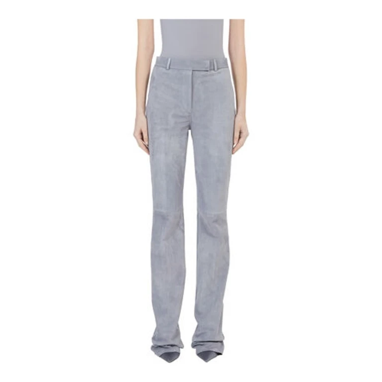 Womens Suede Straight-Leg Tailored Trousers