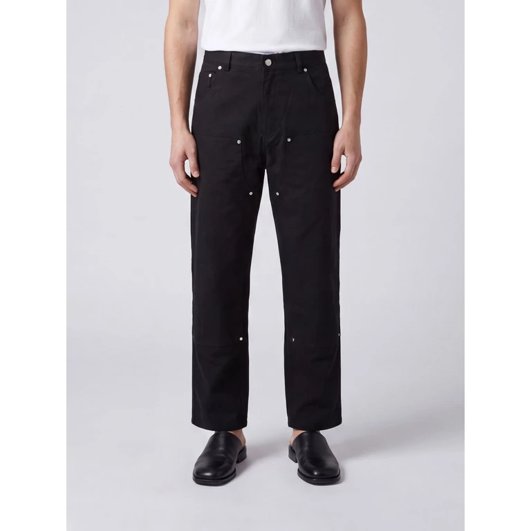 Knee-Length Cotton Shorts with Belt Loops (HASTECARPENTERSHORTBLACK)