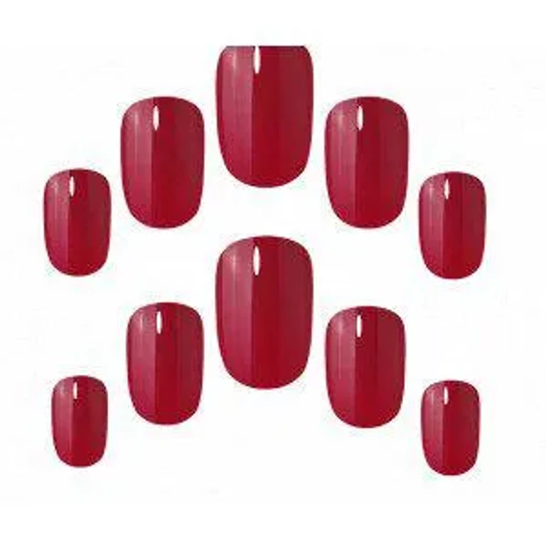 Polished Colour 24 Nails with Glue Squoval Rich Red