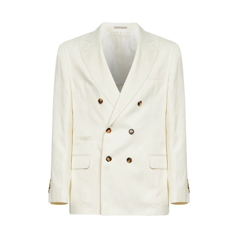 Off-White Silk Blend Double-Breasted Blazer