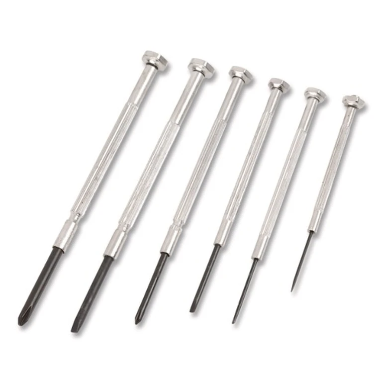 Great Neck GP6C 6-Piece Phillips/Slotted Polished Steel Handles Assorted Lengths Precision Screwdriver Set