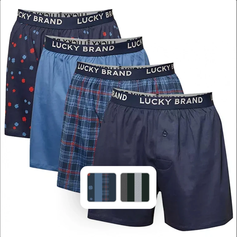 Brand 4pk Knit Boxer Blue/Print L:- Blue/Print, L
