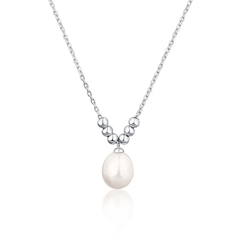 Elegante Silver Necklace with Genuine Pearl Svln0351Xd2P145