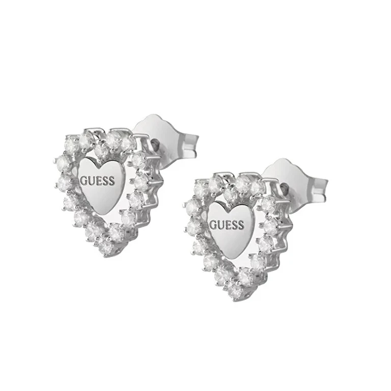 Heart-Shaped Silver Earrings with Cubic Zirconia Jardin Jsbe04458Jwrht/U