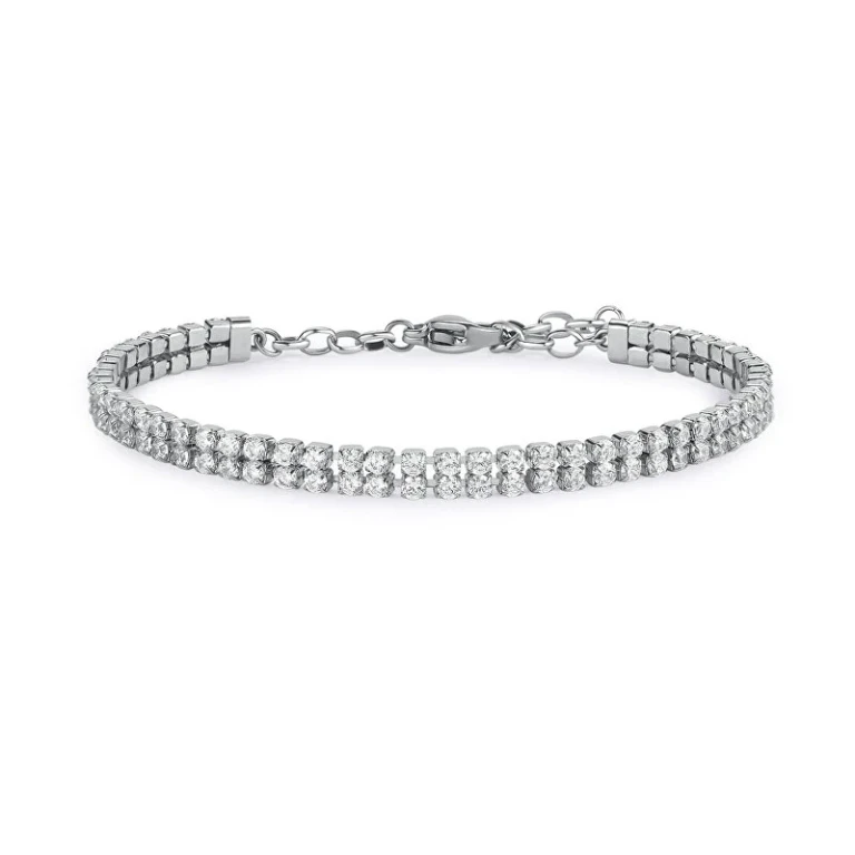 Double Wrap Tennis Bracelet with Clear Zircons Desideri Bei096