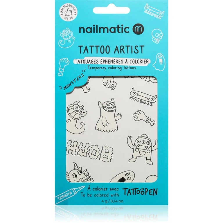 Tattoo Artist Temporary Coloring Tattoos Children's Tattoo 3 Years+ Monsters 9x16.3 cm