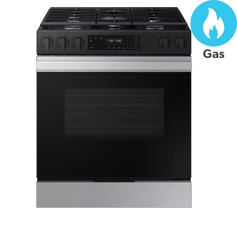 Ssamsung Bespoke Smart Slide-In Gas Range 6.0 cu. ft. in Stainless Steel with Safety Knobs (Stainless Steel):- Stainless