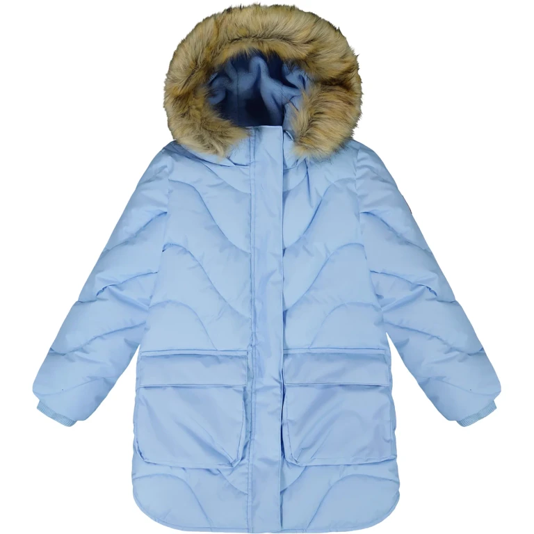 Long Wavy Quilt Puffy Winter Coat - Big Girl