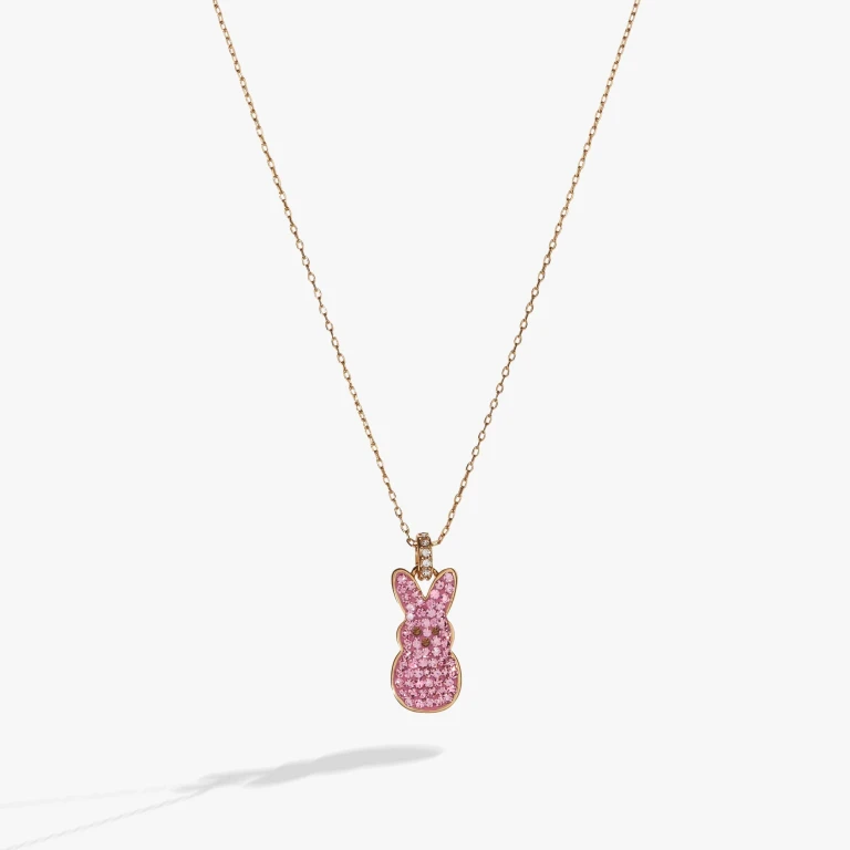 PEEPS Pink Crystal Bunny Pendant Necklace