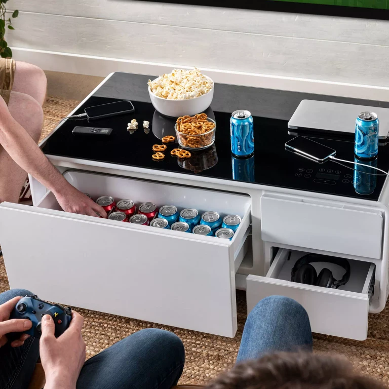 Smart Coffee Table with Refrigerator Drawer (White):- White
