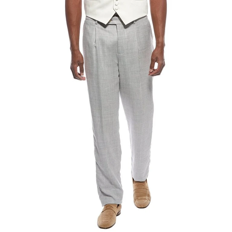 Light Grey Wool Linen Trousers