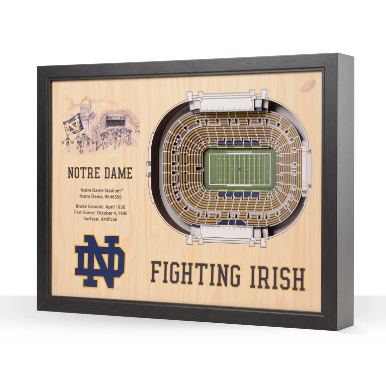 Notre Dame Fighting Irish 25-Layer Football Stadium View 3D Wall Art