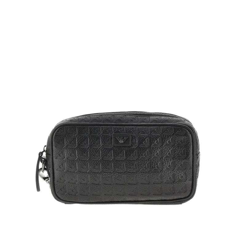 Eagle embossed leather pouch Man One Size