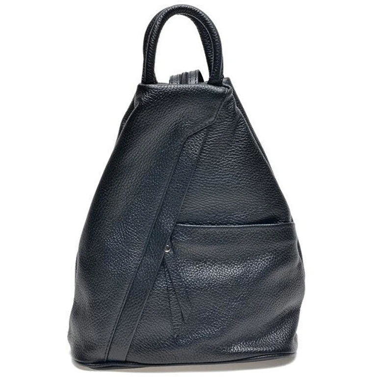 Black Leather Women's Backpack