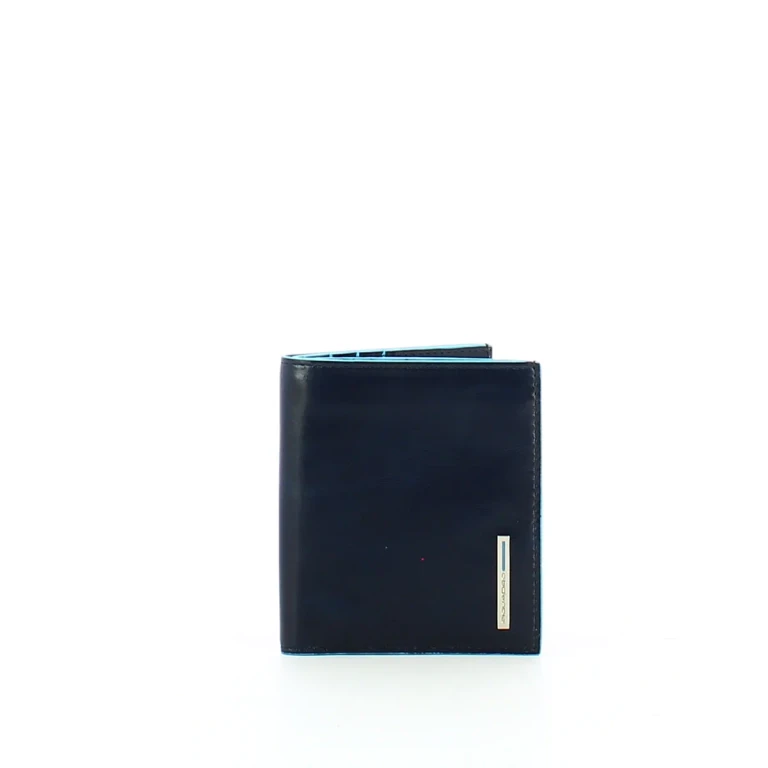 , blue square, leather credit card holder, PP1518B2, authentic blue, unisex