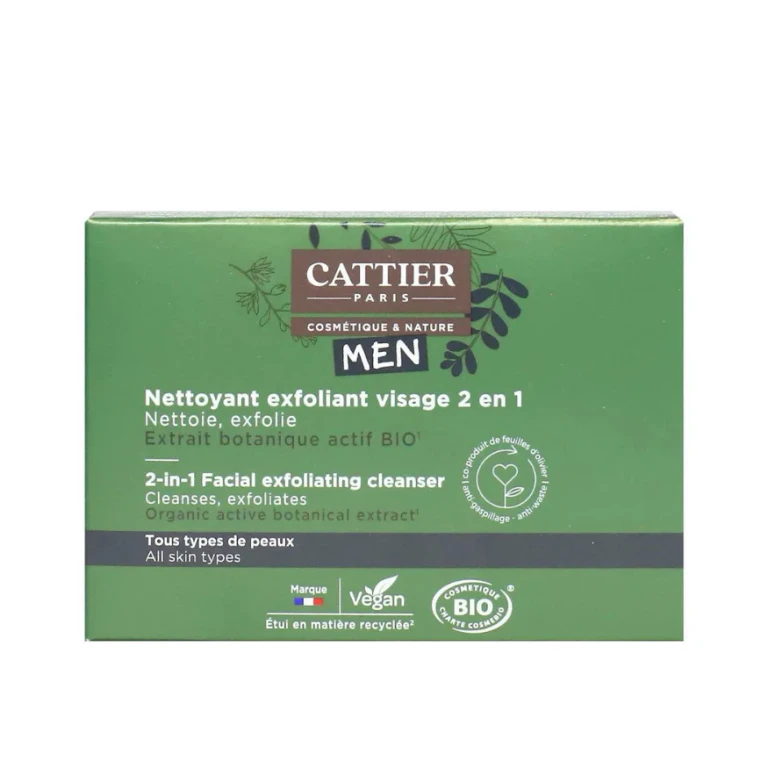 Cattier Men's Exfoliating Cleanser 2 in 1 - Organic Solid 85g