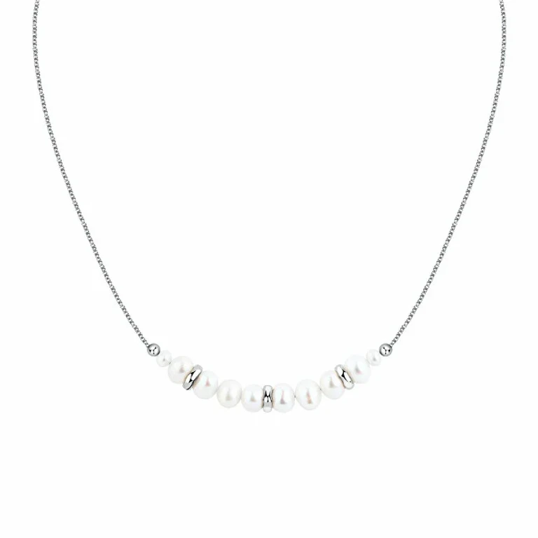 Beautiful Silver Necklace With Freshwater Pearls Pearl Sxu42