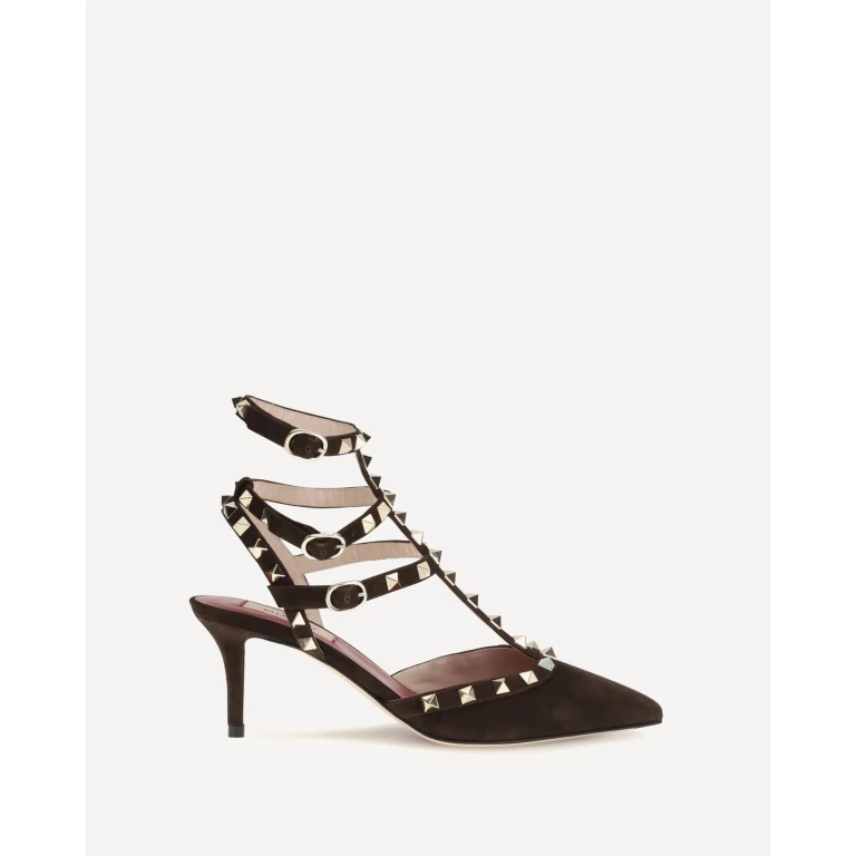 Rockstud 绒面高跟鞋