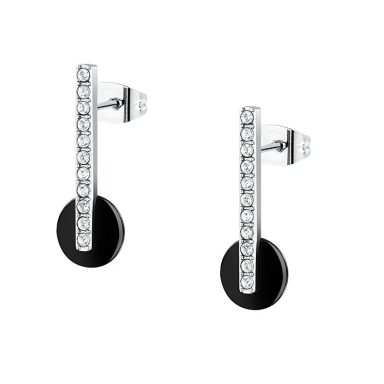 Drop Earrings in Steel with Crystals T-Round Tjayf13