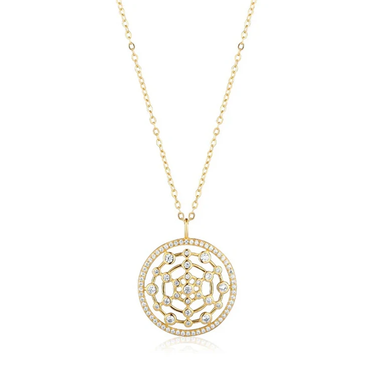 Gold Plated Necklace with Zirconia Cobweb Svln0572Xk5Go45