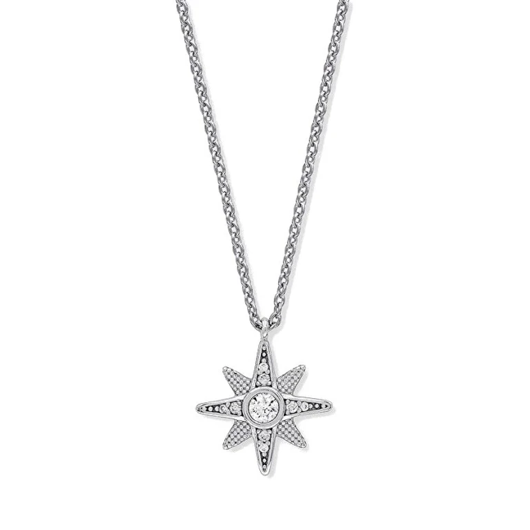 ERN-NSTAR-ZI Sparkling Silver Necklace with Cubic Zirconia (Chain, Pendant)