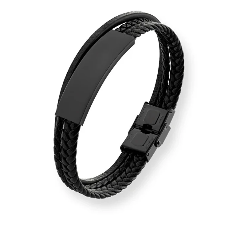 Modern Black Men's Leather Bracelet Vabob033