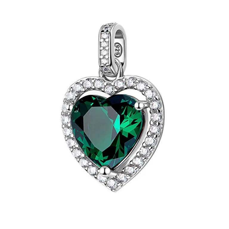 Heart-Shaped Silver Pendant Fancy Life Green Flg144