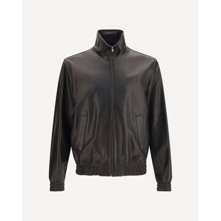 Leather Zip Jacket Male 46